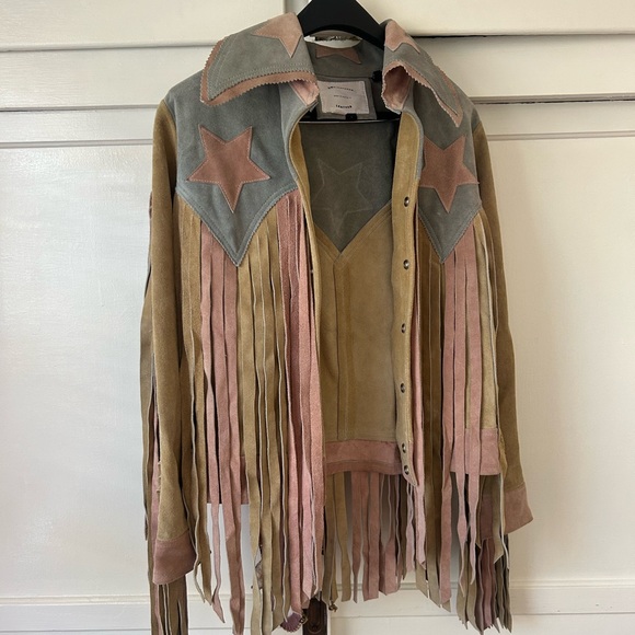 Jackets & Blazers - Women's Suede Fringe Jacket with Star Accents